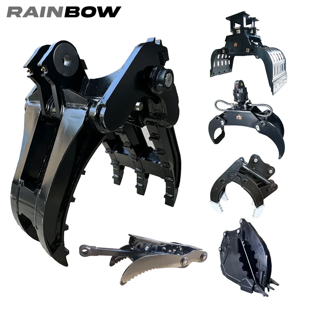 

High quality mini hydraulic excavator rotating wood log grab rock sorting demolition grab for scrap recycling