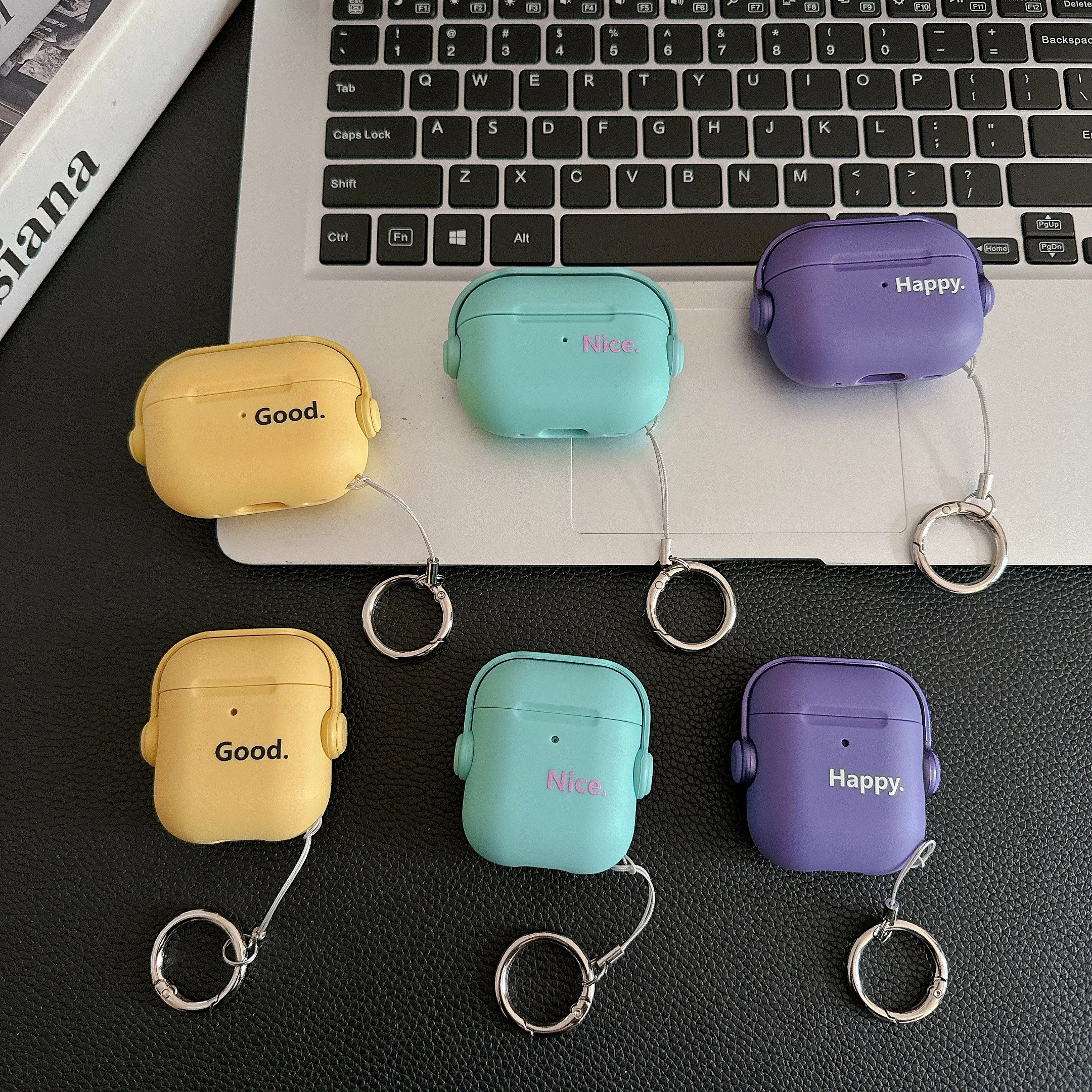 

Lock Bracket Happy Nice Finger Ring Soft Tpu Earphone Shockproof Cover Case for AirPods 1 2 Pro 3 (2021) Pro 2 4 Earpods Earbuds