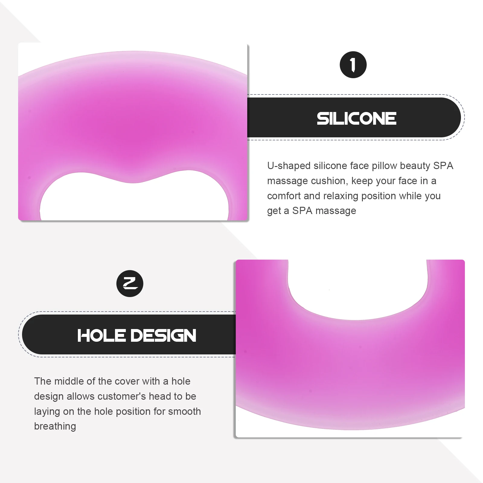 

1pc U-Shaped Silicone For Spa Massage Cushion Breathable Hole Design For Office Bedroom Face Sleeping Protection