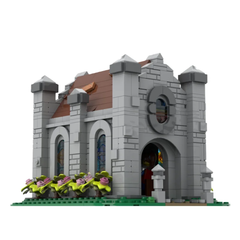 MOC architectural medieval small church castle model - small particle building toy blocks 969 pieces - suitable for all those wh