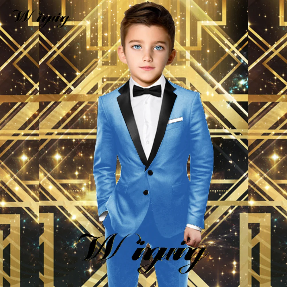 Black Boys Suit Formal Party Jacket Pants 2 Piece Set Kids Wedding Tuxedo Slim Fit Tailored 2-16 Years Old Clothes