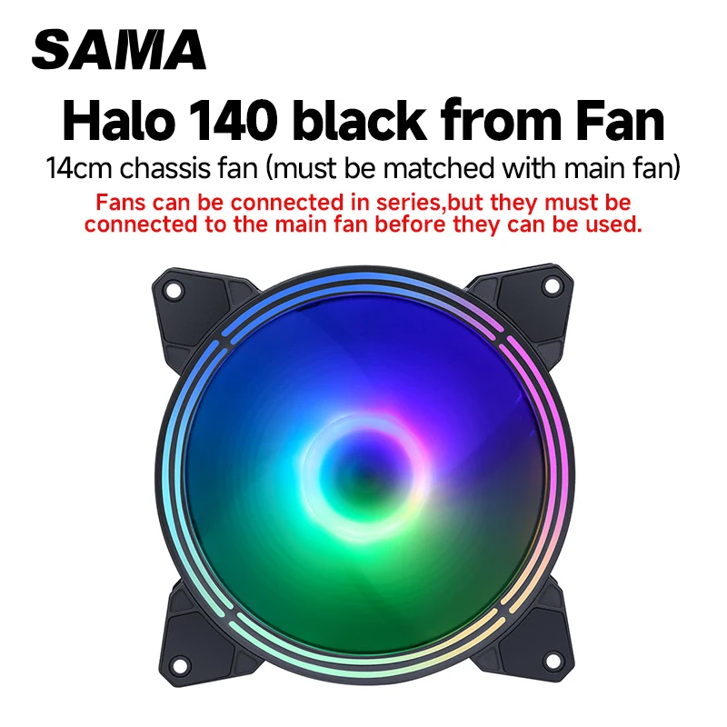 

‌ Черный дополнительный вентилятор SAMA Halo 140 мм — бесшумный вентилятор RGB с гидравлическим подшипником для корпуса ПК ‌ Корпус радиатора Вентилятор