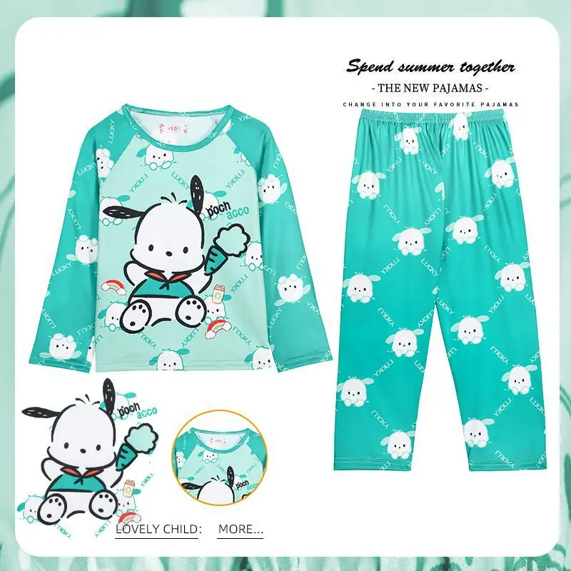 

Повседневный мягкий удобный детский комплект одежды для сна Harajuku Sanrio для мальчиков и девочек, подходит для осени и зимы