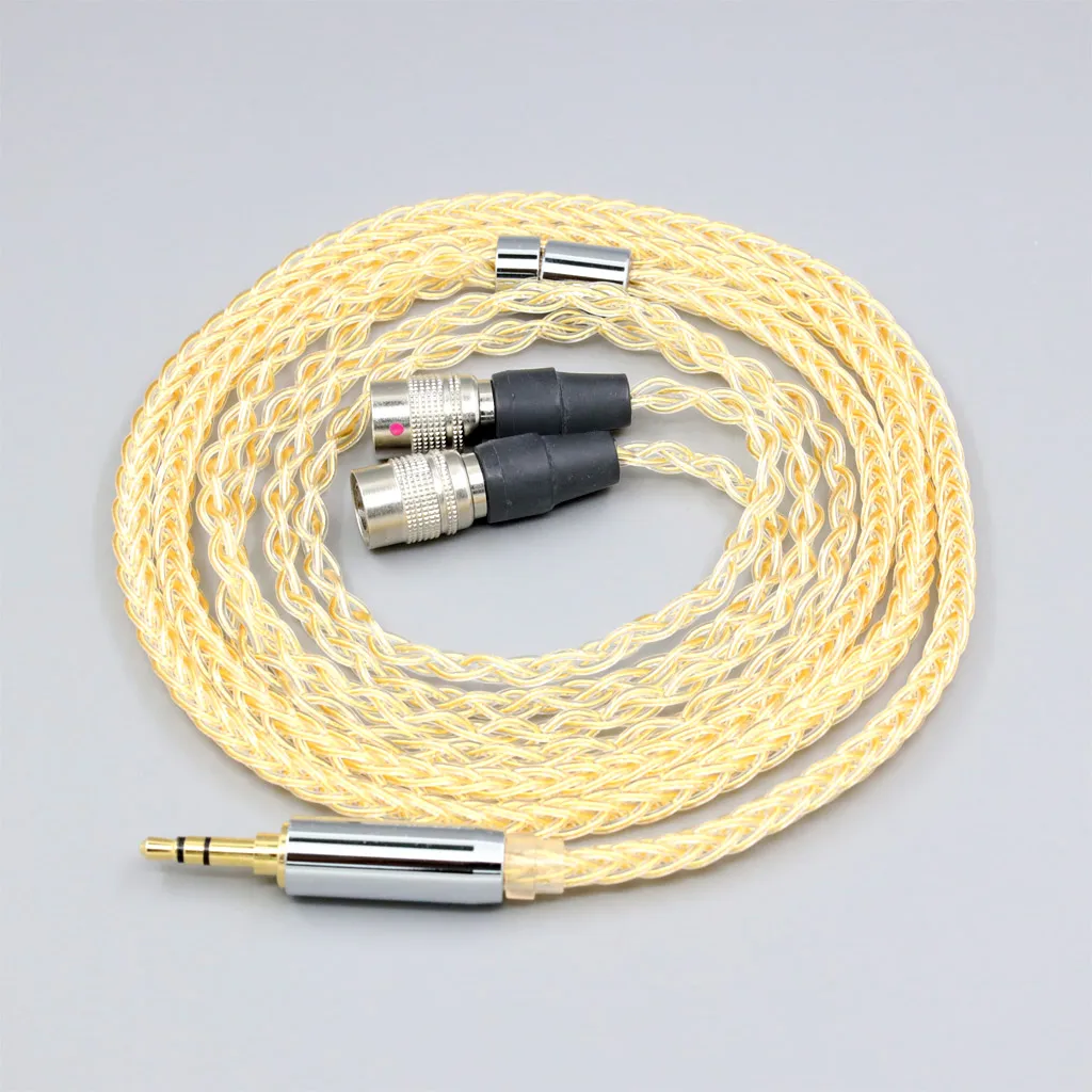 LN008417 8 Core 99% 7n Pure Silver 24k Gold Plated Earphone Cable For Mr Speakers Alpha Dog Ether C Flow Mad Dog AEON headphone