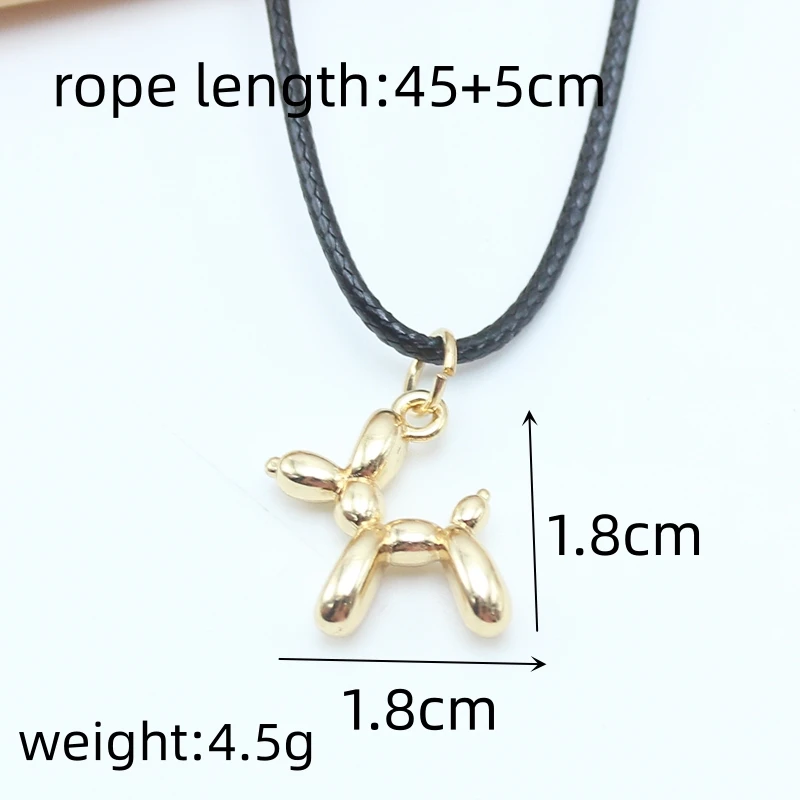 3D Balloon Dog Pendant Necklaces for Women Gold Color PU Leather Rope Robotic Animal Clavicle Choker Collar Wedding Girl Gift