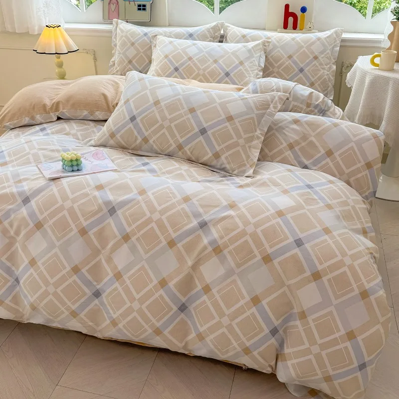 3PC 100% Cotton High Quality Duvet Cover Set Striped Printing 1PC Duvet Cover 2PC Pillowcase Cotton Soft Skin Friendly Bedding