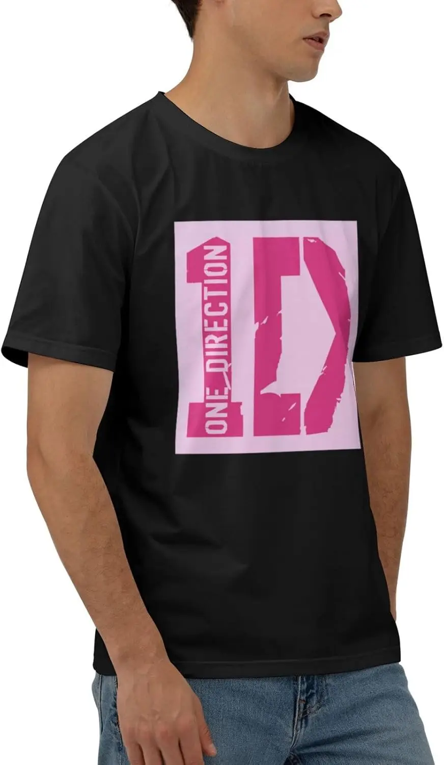 One Music Direction Shirt voor heren Korte mouw Ronde hals Lichtgewicht Casual T Basic Teetees Tops Zwart