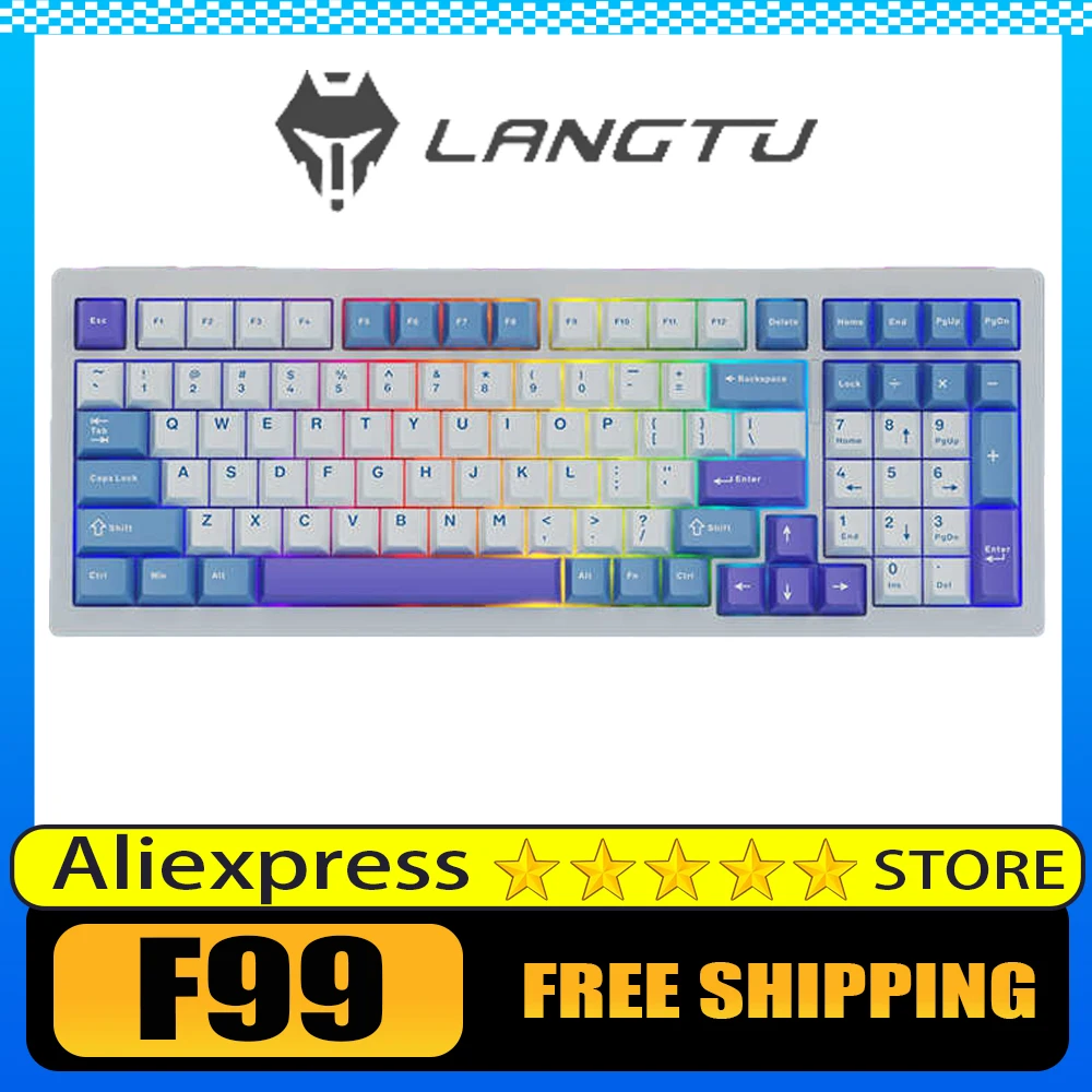 LANGTU F99 mechanical keyboard Bluetooth Three-mode Hot-swap 8000mAh Gasket Gaming Keyboard RGB PC Gamer Accessories Ofice Gifts