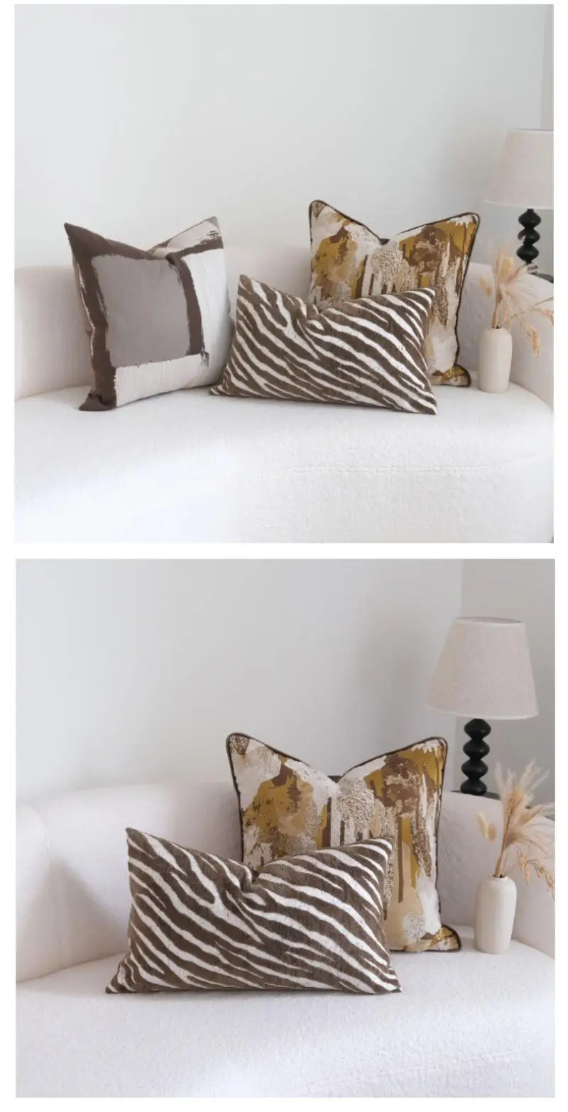 Moderner Minimalistischer Luxus Ölgemälde Zebra-Muster Kissenbezug Cojines Kopfteil-Kissen Dekorative Sofakissenbezüge für Zuhause – Detail 3