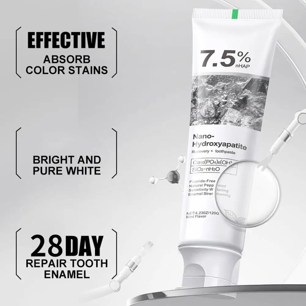 Hydroxapatite Sensitive Toothpaste Remineralizing Stain Remover Mint Refreshing Breath Daily Oral Hygiene Care
