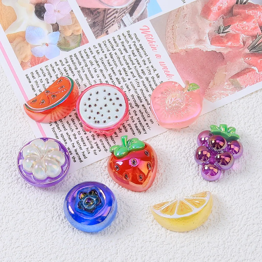 100pcs Electroplating Fruit Mangosteen dragon fruit Resin Flat Back Scrapbooking DIY Jewelry Craft Decoration Accessories