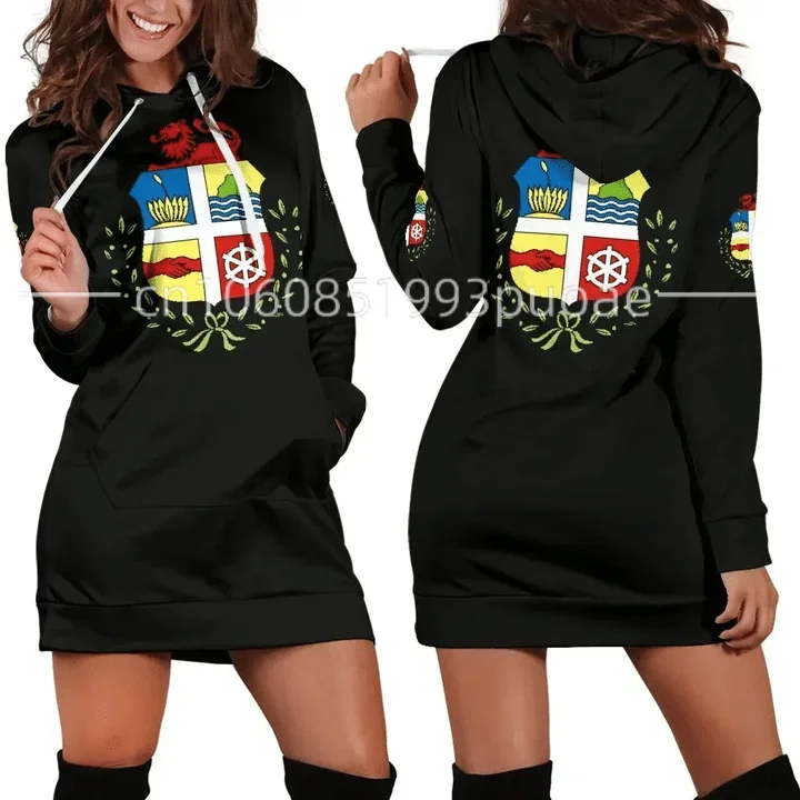 Aruba Women Hoodie Dress Coat of Arms 3D Printed Lady One-Piece Female Hooded Pullover Spring Autumn Casual Long Sleeve