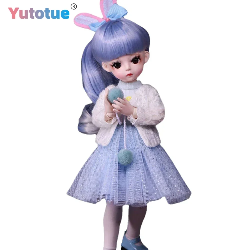 YUTOTUE 30cm Height Cute Girl Doll Toy with Removable Clothes Shoes Wigs Set Kids Gift Mini BJD