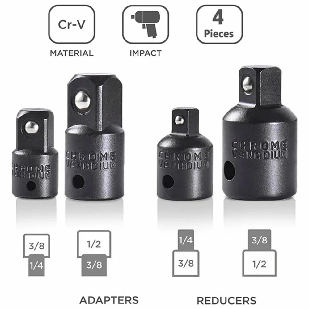 Impact Socket Adapter and Reducer Set Extension Drill Turns Power Into High Speed Nut Driver 1/4 Quick Release Tool Accessories