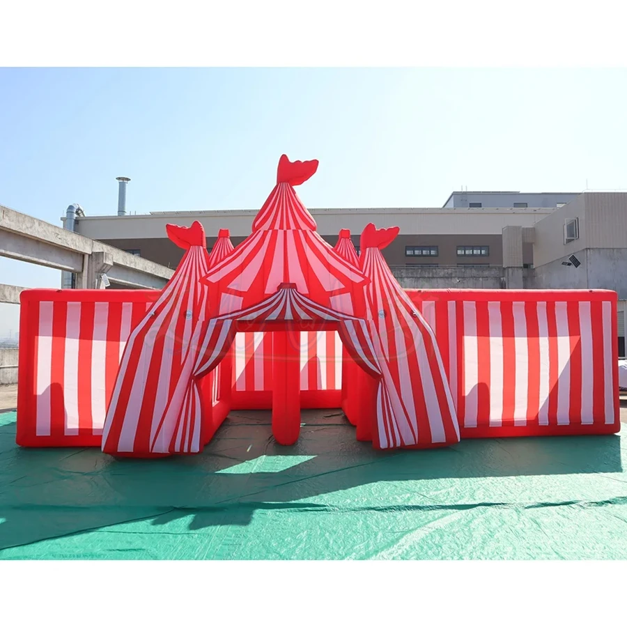

Гигантский надувной карнавальный лабиринт с цирковым входом для вечеринок на открытом воздухе и развлечений на заднем дворе