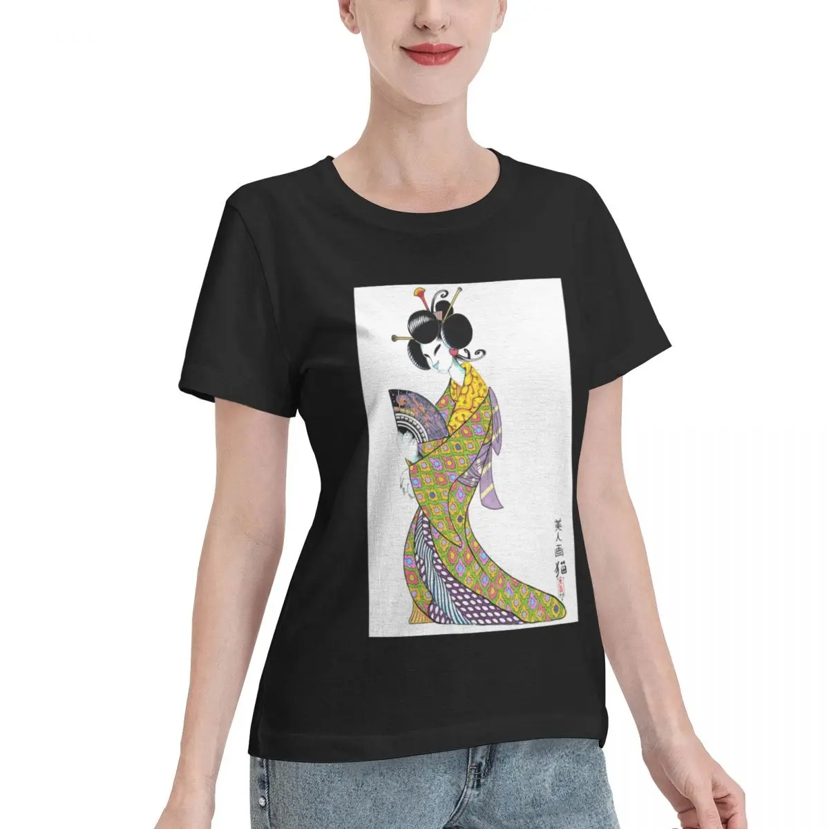 Bargain Price Bijin-ga Cat Women's T-shirt French Style Soft Skin Friendly Top