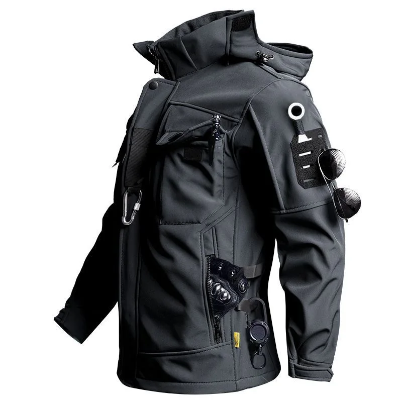 New Men'S Motorcycle Jacket With Autumn And Winter Velvet Training Set Anti-Wear Waterproof Cold Resistant Jacket Holiday Gifts