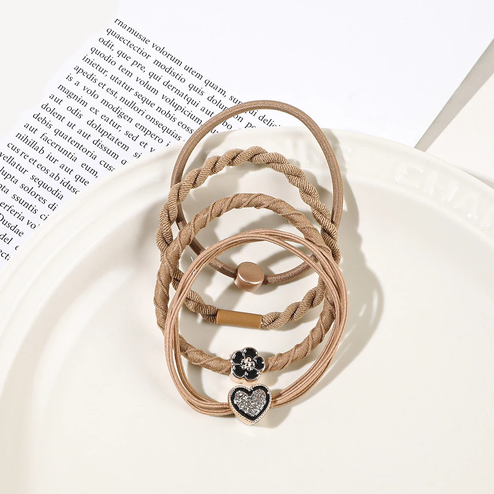 4 teile/satz Frauen Mädchen grundlegende Haar bänder einfache einfarbige elastische Stirnband Pferdes chwanz Halter Haar gummis Haarschmuck Ornamente – Detail 4