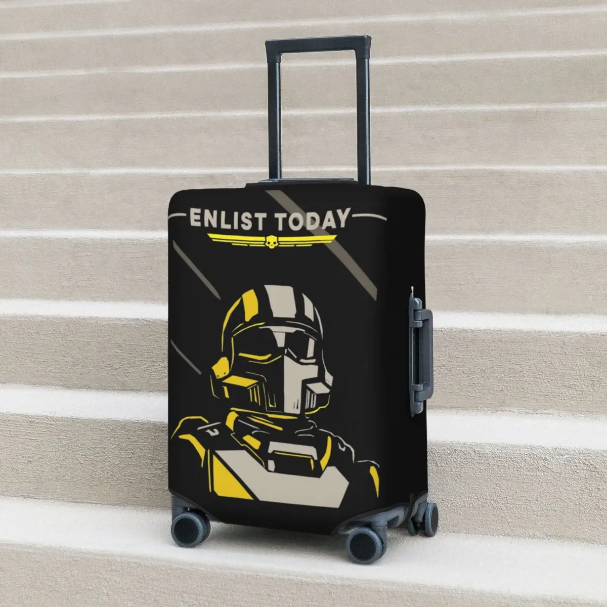 Helldivers 2 Video Game Enlist Today Suitcase Cover Cruise Trip Protector Flight Elastic Luggage Supplies