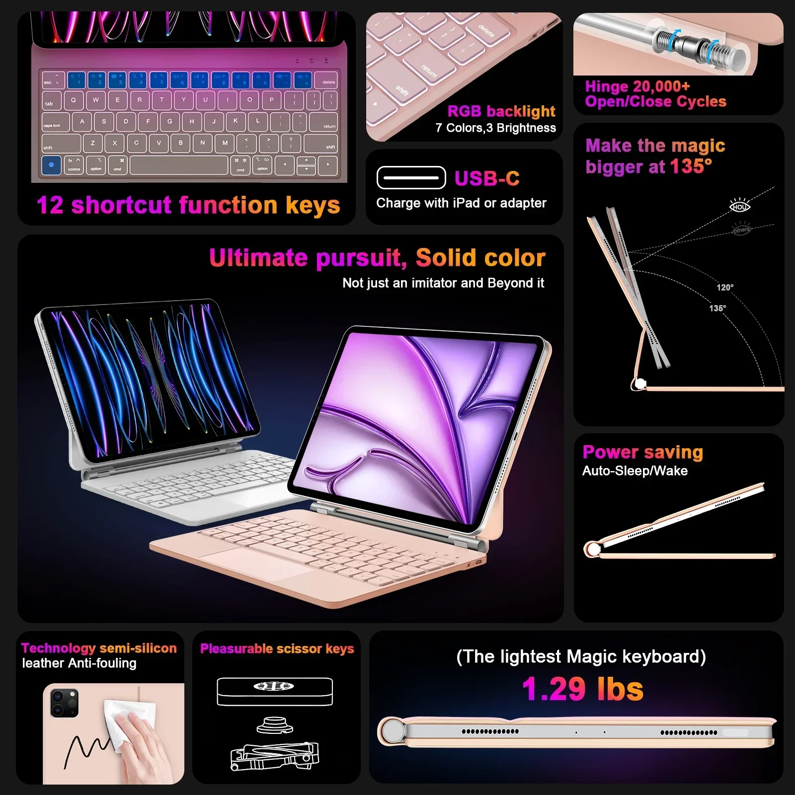 Magic Keyboard for iPad Pro 2024 case iPad Air 2025 for iPad Pro 13 Pro 11 inch for iPad Air 4 Air 5 10.9 iPad 10th generation