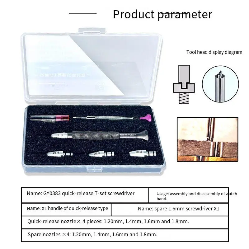 Kwong Yuen Uhrenreparaturwerkzeug T-Schraubendreher-Set T-Bit für Rolex Uhrenarmband-Entfernung Speziell für Uhrmacher – Detail 5