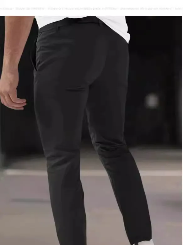 Summer 2025 Men's Pure Color Slim Fit Casual Trousers Nine Points Long Pants Leisure Business Style Youth Fashion