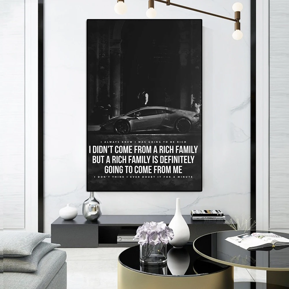 Abstract Millionaire Mindset Canvas Painting Luxury Sports Car Motivational Poster Entrepreneur Success Wall Art Room Home Decor