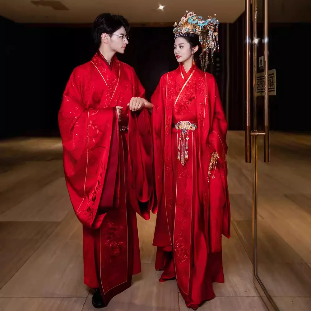 

Qingyu Year Same Style 2024 New Ancient Chinese Clothing Wedding Clothes Dress Bride a Chaplet and Robes Full Set