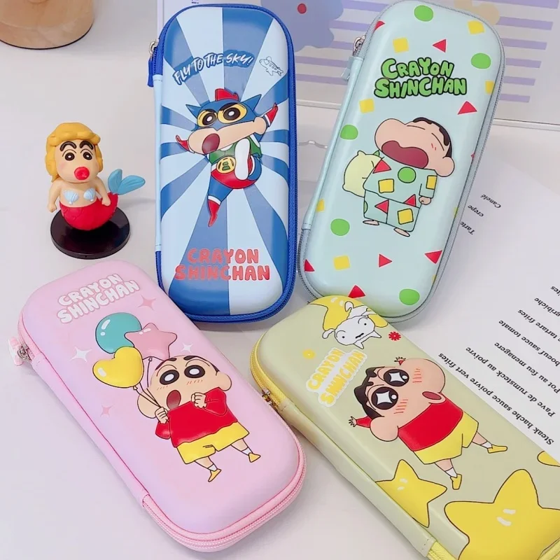 

Anime Crayon Shin Chan Pen Case Cartoon Anime Girls Large Capacity Cute Zipper Hard Shell EV Creative Stationery Pen Case