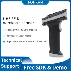 UHF RFID Handheld Reader 860mhz 960mhz 1D 2D Barcodes RFID Scanner USB 2.4G Reader Keyboard Output Access Card Reader
