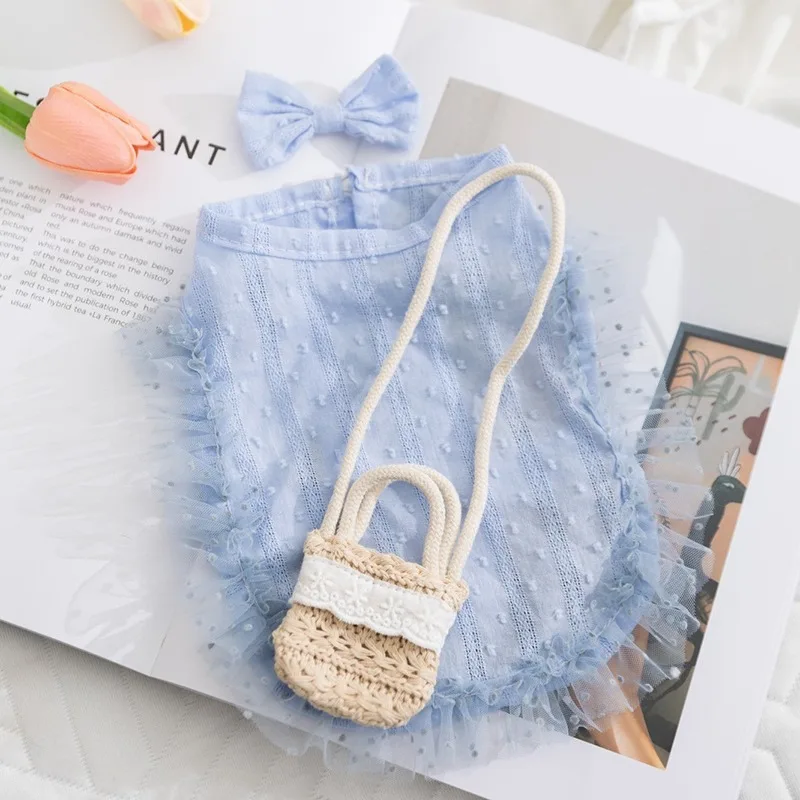

Princess Style Crossbody Pet Dress Small Dog Bichon Summer Clothes Pomeranian Solid Color Fairy Dress Pretty Dog Clothes