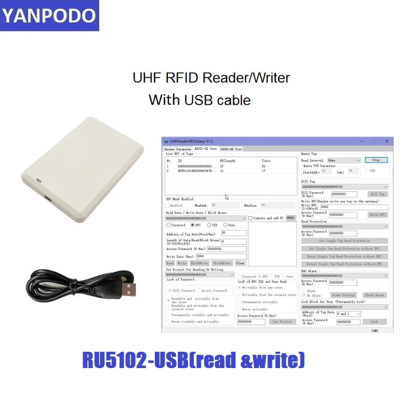 ISO18000 6C 6B 860Mhz~960Mhz UHF RFID Desktop Reader Writer for Card Copier Cloner EPC GEN2 with SDK Development