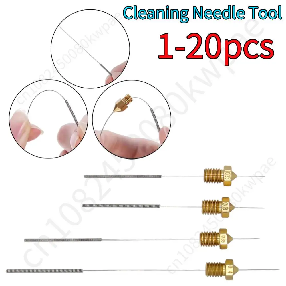 

20-1pcs Stainless Steel Needles Nozzle Cleaning Needle Tool 0.4/0.15/0.25/0.35mm Drills Needle For 3D Printer Ender 3 V2