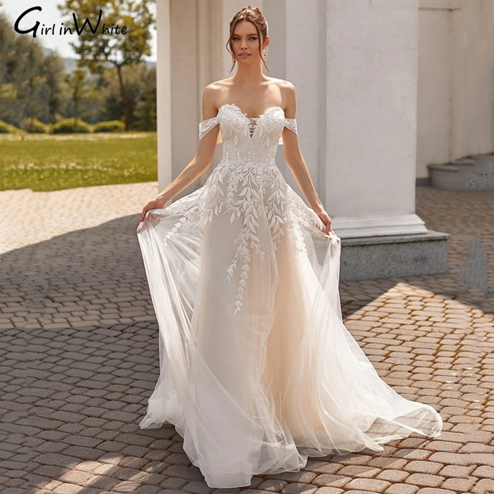 Sweetheart suknia ślubna dla panny młodej Off shousere aplikacje suknia ślubna dla panny młodej suknie ślubne Vestido De Novia Robe De Mariée