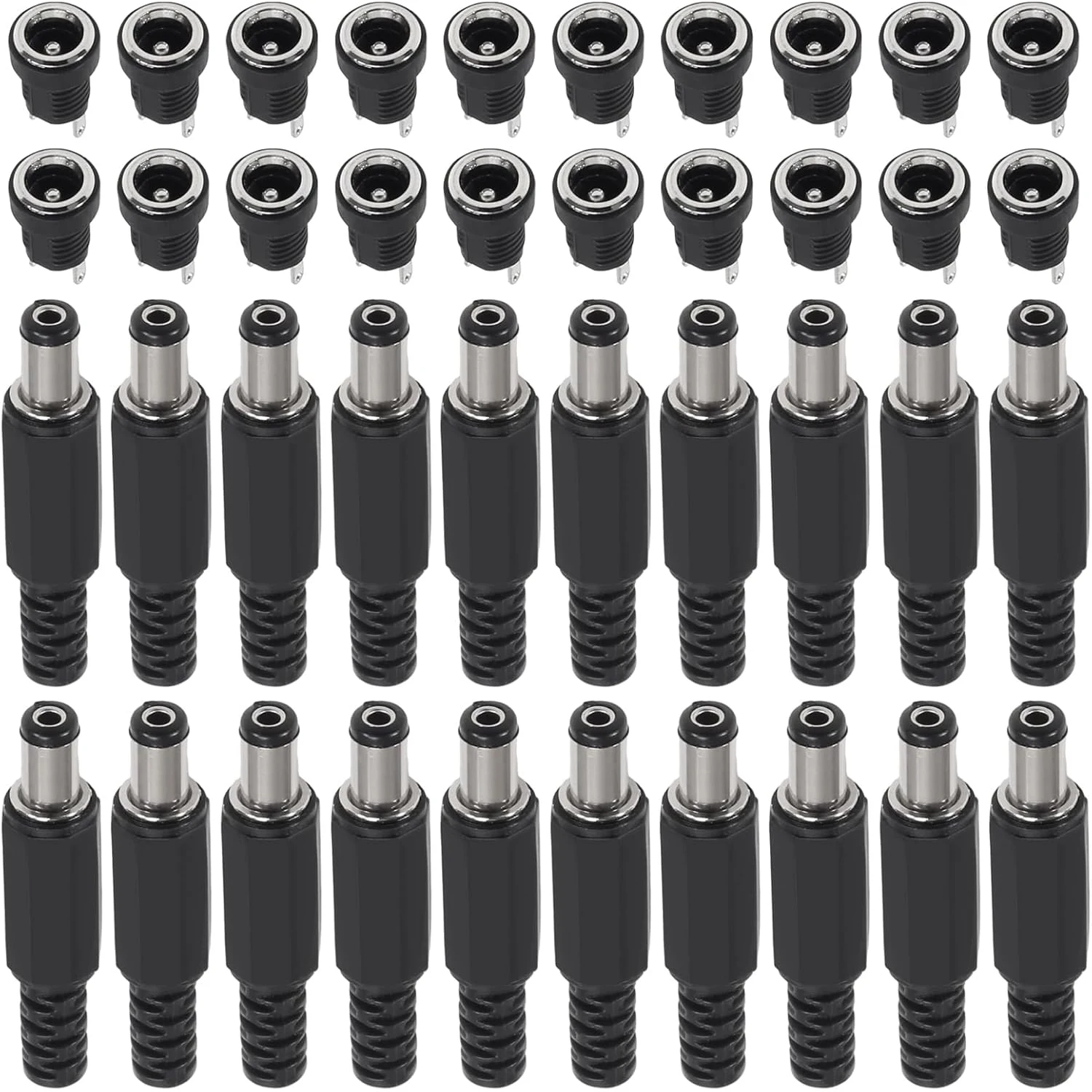 20Pairs 5.5x2.1mm DC Power Supply Male Plug + Female Jack Panel Mount Solder Wire Connector 5.5 * 2.1mm DC Plug Socket Connector