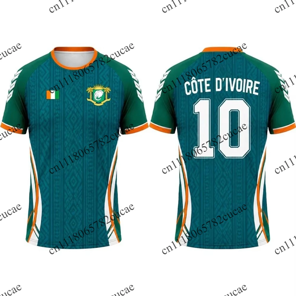 Men's breathable polo shirt, featuring Ivory Coast-inspired print for fans, providing comfortable sports wear