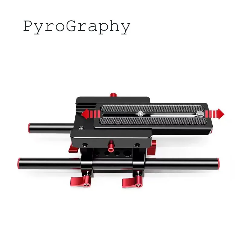 

PyroGraphy Height Adjustable Baseplate with Manfrotto P200 Style Quick Release Plate 15mm Rod Support System forDSLR Camera Cage