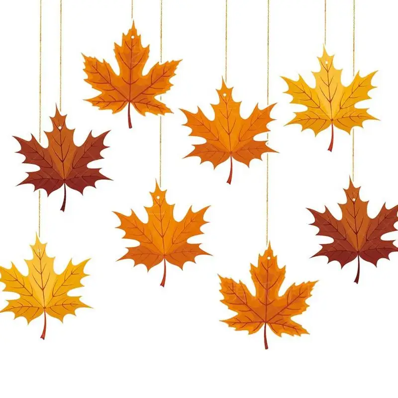 8pcs Autumn Thanksgiving  Leaf Hanging Decoration Thanksgiving Pendant Party Hanging Decoration