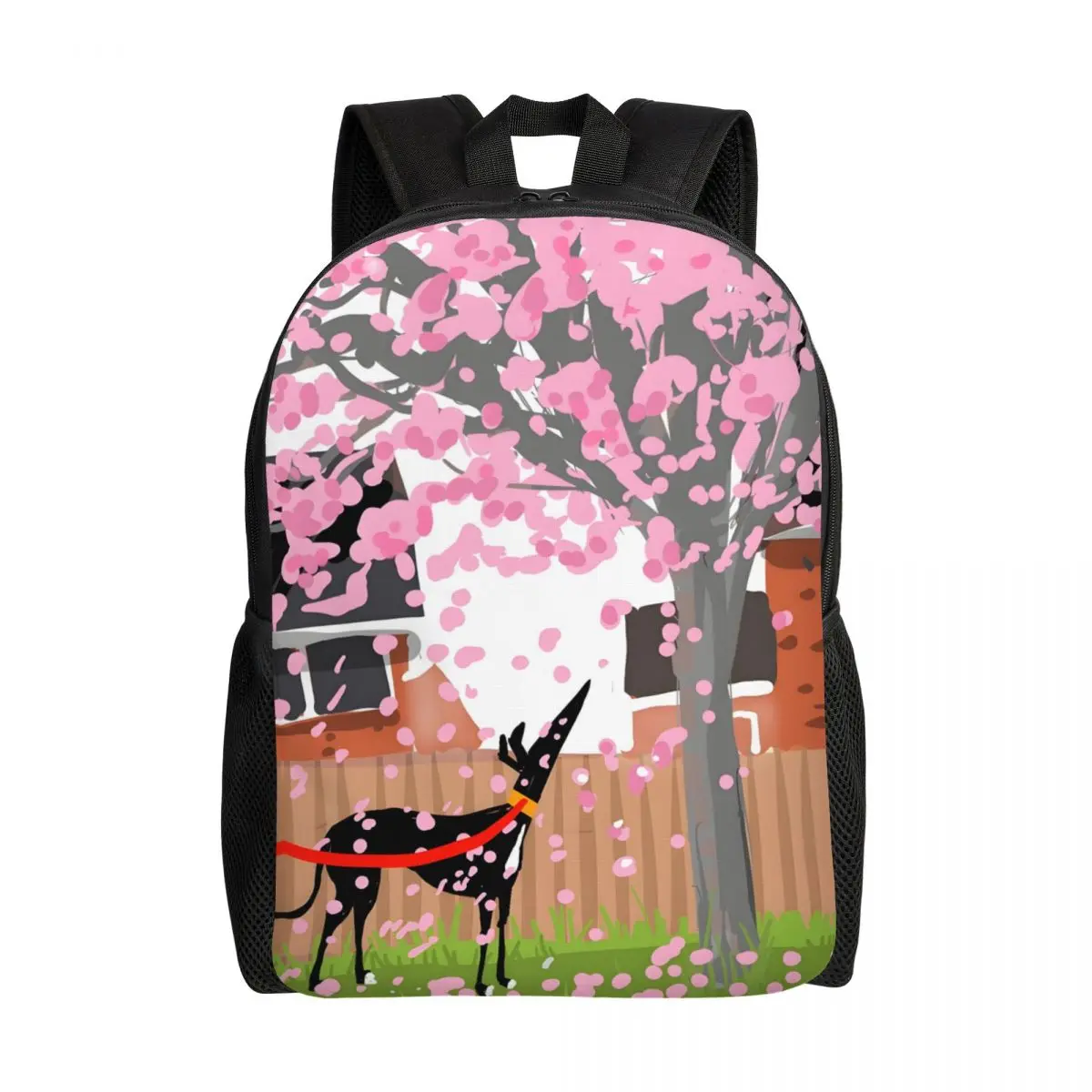 Custom Blossom Hound Backpacks for Men Women Waterproof College School Greyhound Dog Whippet Sighthound Bag Print Bookbag