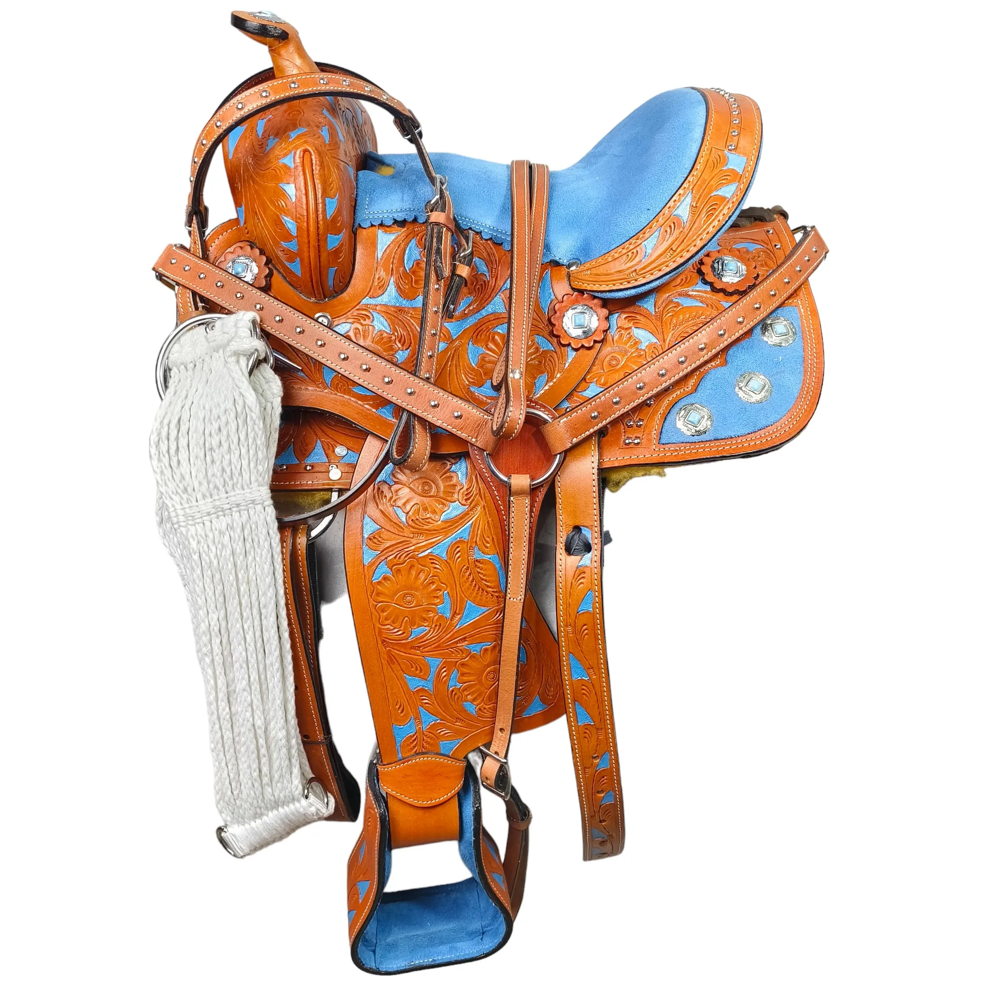 Handmade Premium Quality Leather Western Barrel Racing Horse Saddle Trail Custom Size Design Color With All Accessories Included