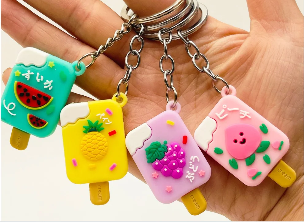 New simulation ice cream keychain soft popsicle keychain bag pendant student gift activities.