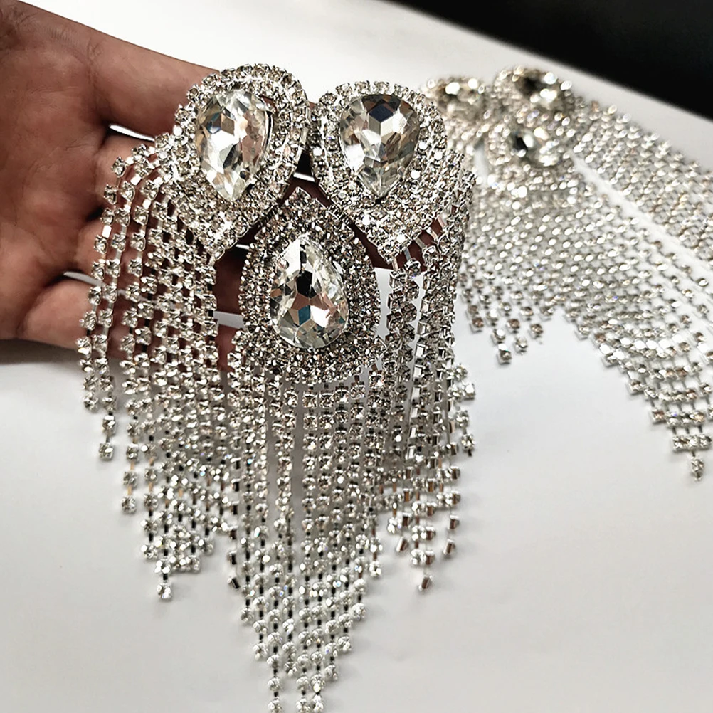 

Shoulder Jewelry Crystal Tassel Accessories Epaulettes Rhinestones Chain Miss Decor Tassels