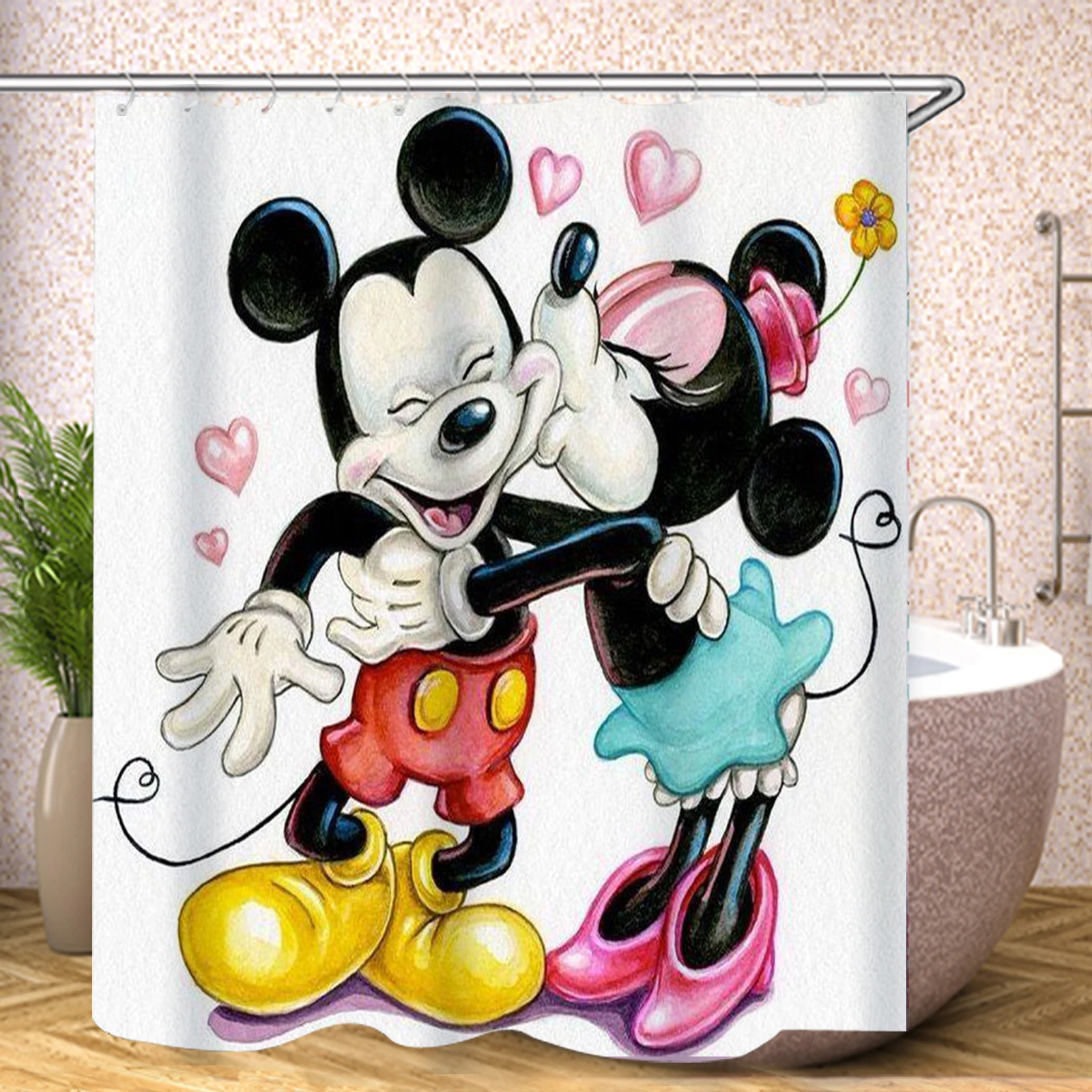 Rideau de bain Disney Cartoon Anime, drôle, mignon, écran de douche, accessoires de toilette, ensembles complets, luxe