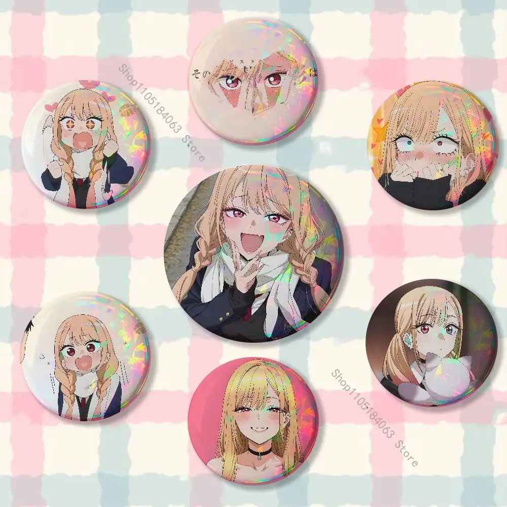 

Anime M-Marin Kitagawa Badges Button Round Creative Pin Brooch Badge Bag Decor Fans Collect Friends Gifts