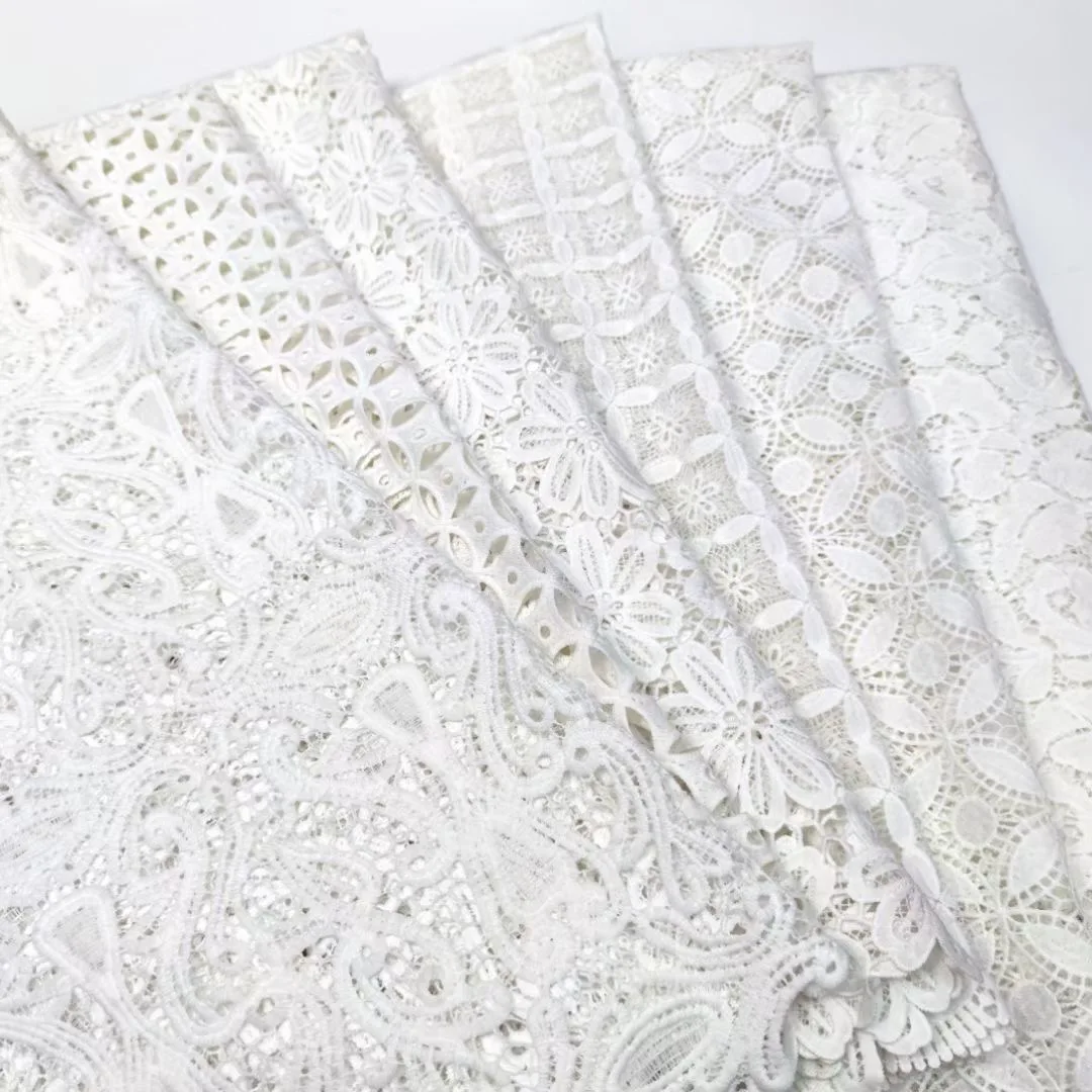 New Fashion Simple And Comfortable White Style African Lace Fabric With High Quality White Embroidery Lace Fabric For Wedding