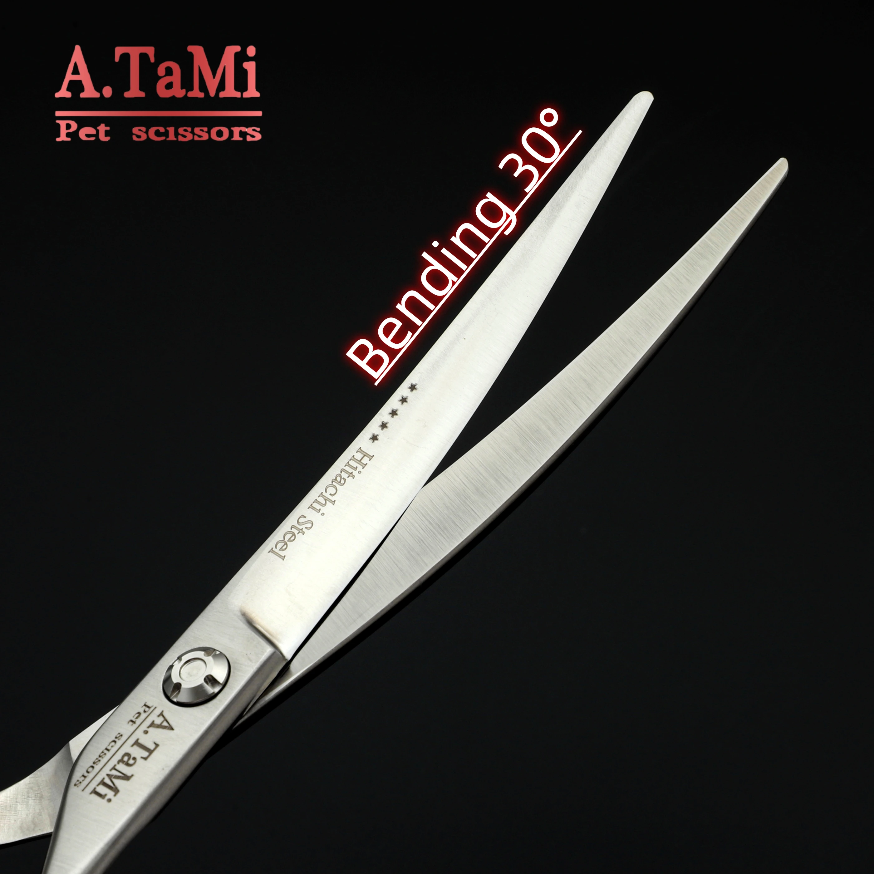 A.tami 7.0-7.5-8 Professional pet grooming scissors，55%/70% Thinning shears，Hitachi 440c steel Curved scissors，Sharp and durable