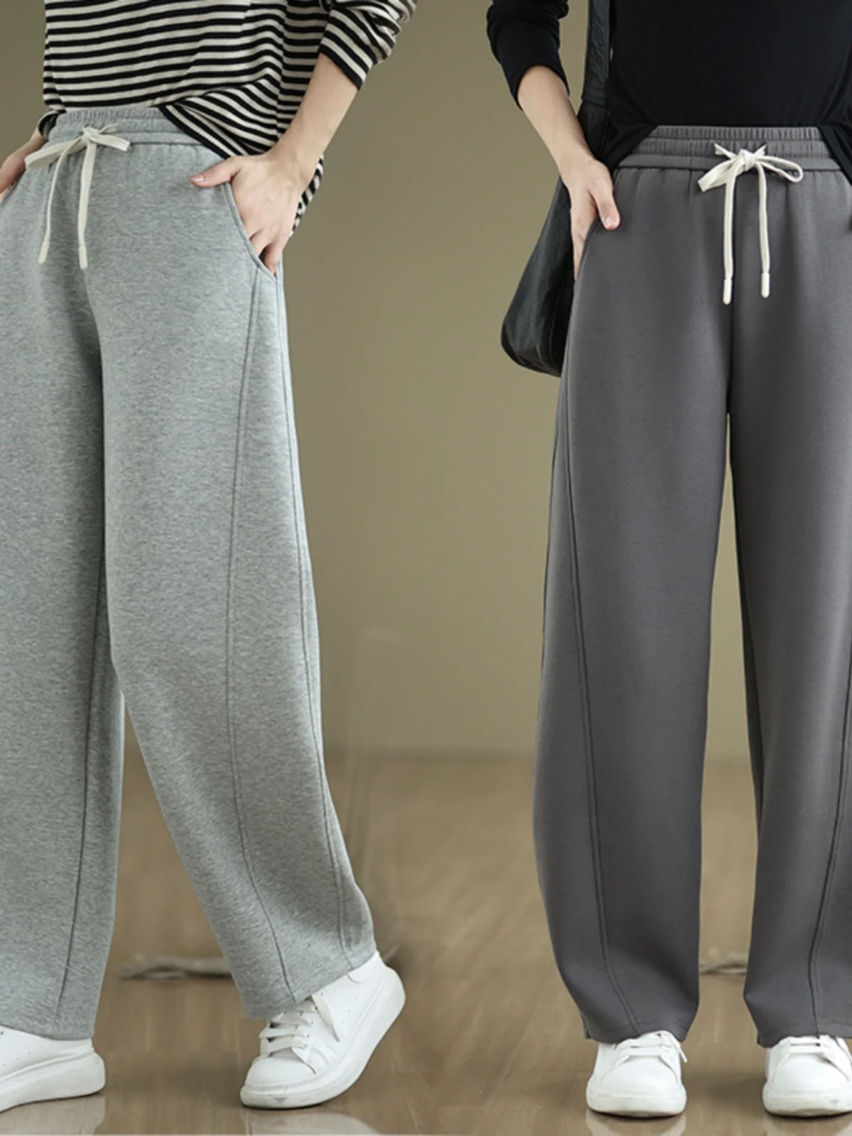 

Свободные прямые женские брюки в корейском стиле, повседневные, стройнящие, с художественным дизайном, для офиса, длинные брюки