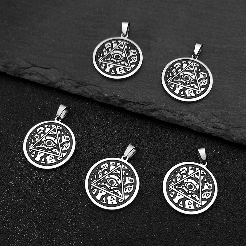 

5PCS Eye of Horus Evil Eye Pendant for Women Men Stainless Steel Silver Color Making DIY Jewelry Gift Spiritual Amulets1806-4
