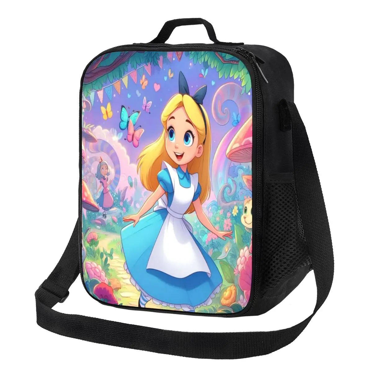Bolsas de almuerzo aisladas personalizadas de Alicia en el país de las maravillas, para acampar, viajar, caja térmica impermeable para mujeres y hombres