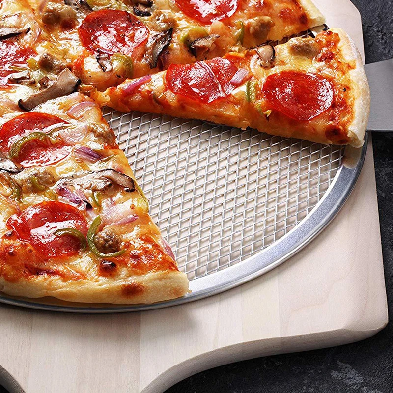 6-12inch Non Stick Pizza Screen Pan Seamless Aluminum Alloy Net Bakeware Kitchen Tools Round Pancake Pizza Pastry Baking Tray